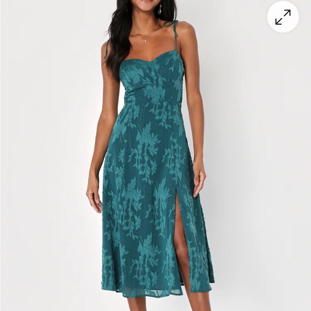 Lulu's Blue Sleeveless Midi Dress with Slit